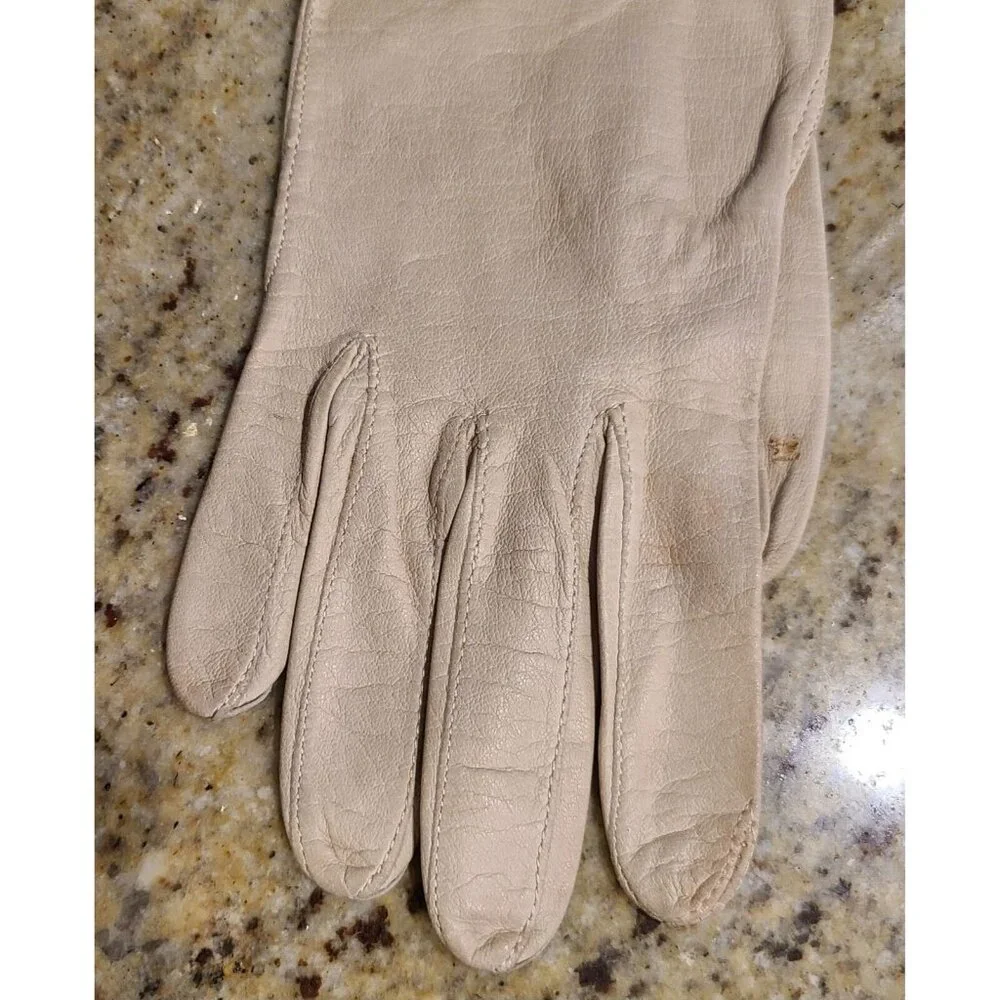 Vintage Size S Beige Kid Leather Formal 14